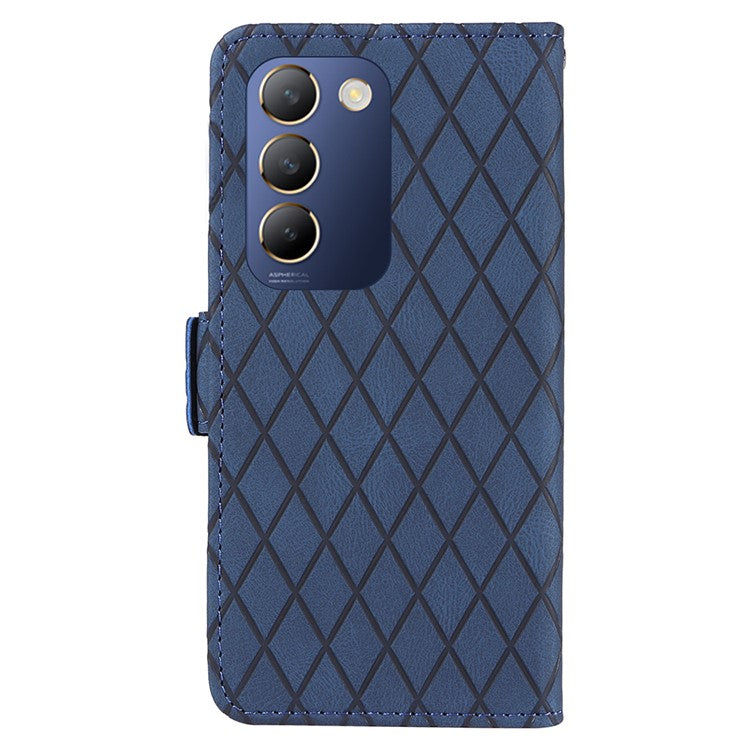 For vivo V40 SE 5G / Y100 5G (Indonesia) / Y200e 5G / V30 Lite 5G (India) Case Rhombus Leather Phone Cover - Blue