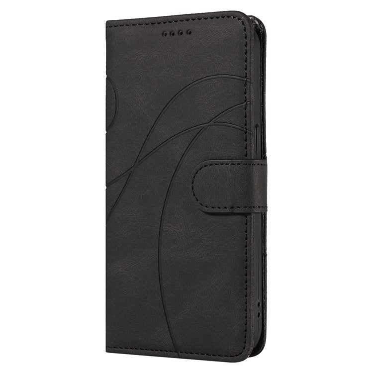 For vivo V40 SE 5G / Y100 5G (Indonesia) / Y200e 5G / V30 Lite 5G (India) Leather Case Curved Line Decor - Black