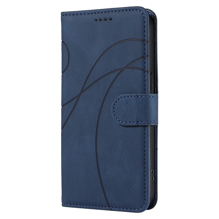 For vivo V40 SE 5G / Y100 5G (Indonesia) / Y200e 5G / V30 Lite 5G (India) Leather Case Curved Line Decor - Blue