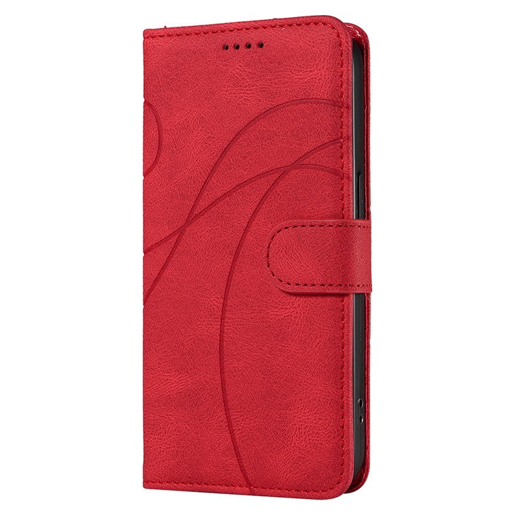 For vivo V40 SE 5G / Y100 5G (Indonesia) / Y200e 5G / V30 Lite 5G (India) Leather Case Curved Line Decor - Red