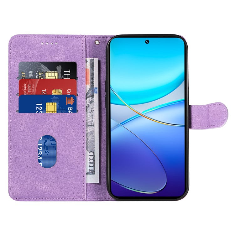 For vivo V40 SE 5G / Y100 5G (Indonesia) / Y200e 5G / V30 Lite 5G (India) Leather Case Curved Line Decor - Light Purple