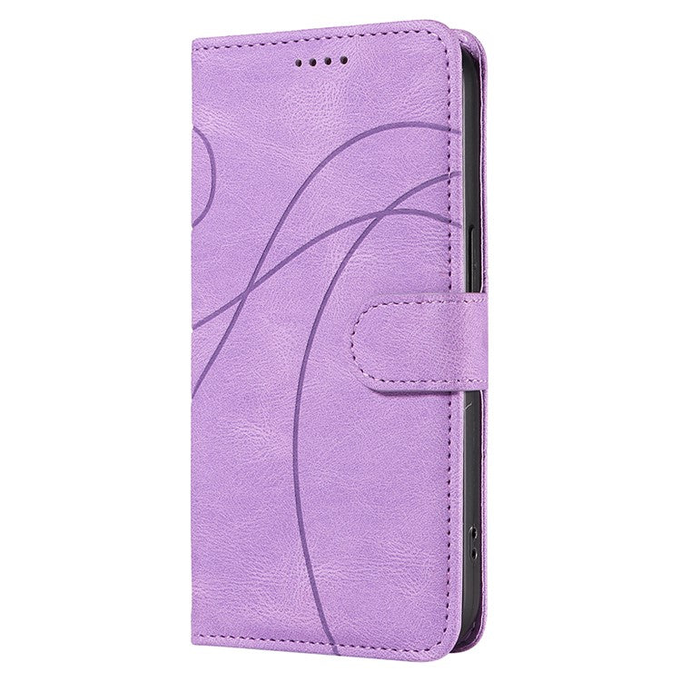 For vivo V40 SE 5G / Y100 5G (Indonesia) / Y200e 5G / V30 Lite 5G (India) Leather Case Curved Line Decor - Light Purple