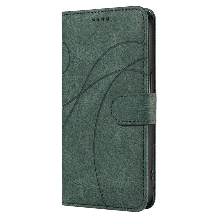 For vivo V40 SE 5G / Y100 5G (Indonesia) / Y200e 5G / V30 Lite 5G (India) Leather Case Curved Line Decor - Green