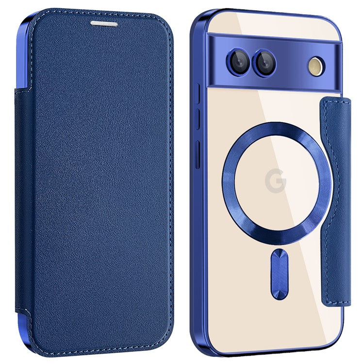 For Google Pixel 8a Case Compatible with MagSafe RFID Blocking Card Holder Phone Cover - Sapphire