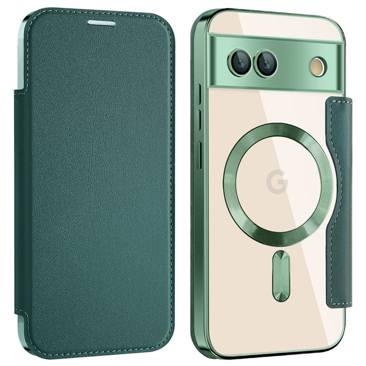 For Google Pixel 8a Case Compatible with MagSafe RFID Blocking Card Holder Phone Cover - Blackish Green