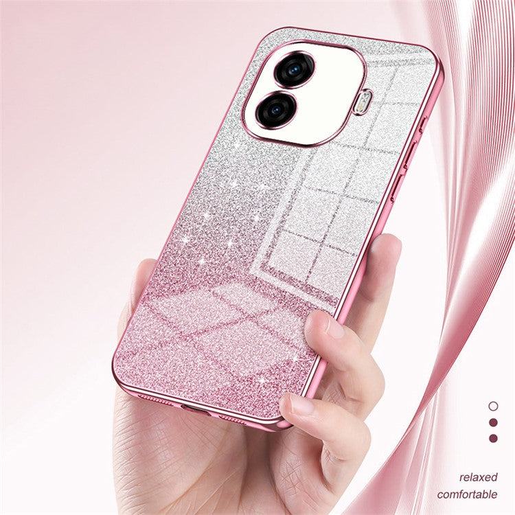 For vivo iQOO Z9 Turbo 5G Case Soft TPU Phone Cover Gradient Glitter - Pink