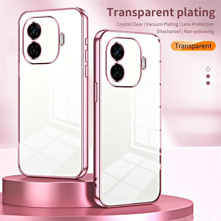 For vivo iQOO Z9 Turbo 5G Case TPU Phone Cover Electroplating Frame Edge - Pink