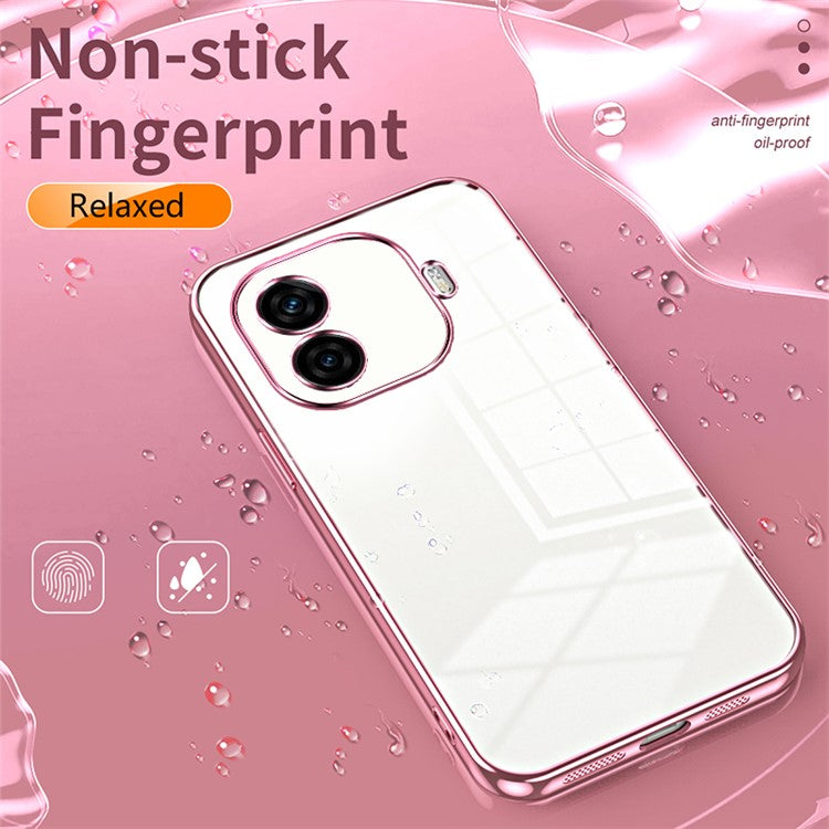 For vivo iQOO Z9 Turbo 5G Case TPU Phone Cover Electroplating Frame Edge - Pink