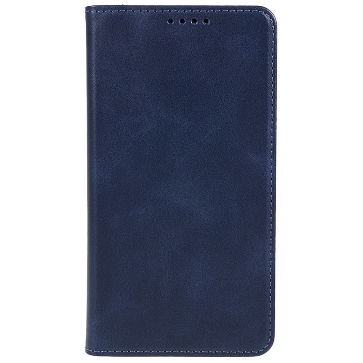 For vivo Y03 Phone Case Calf Texture Leather Wallet Magnetic Closing Cell Phone Cover - Blue