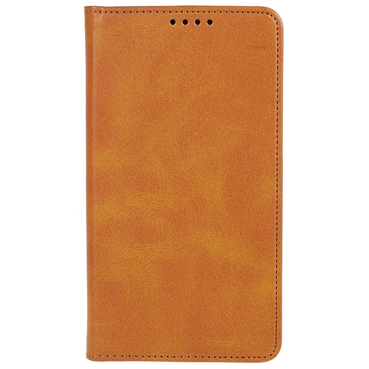 For vivo Y03 Phone Case Calf Texture Leather Wallet Magnetic Closing Cell Phone Cover - Khaki