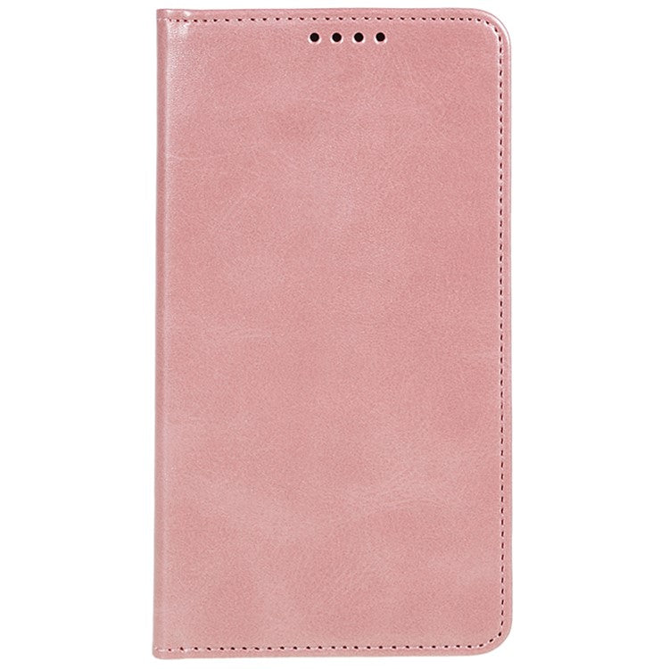 For vivo Y03 Phone Case Calf Texture Leather Wallet Magnetic Closing Cell Phone Cover - Rose Gold