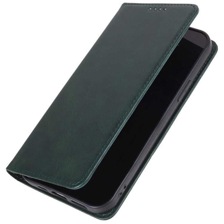 For vivo Y03 Phone Case Calf Texture Leather Wallet Magnetic Closing Cell Phone Cover - Green