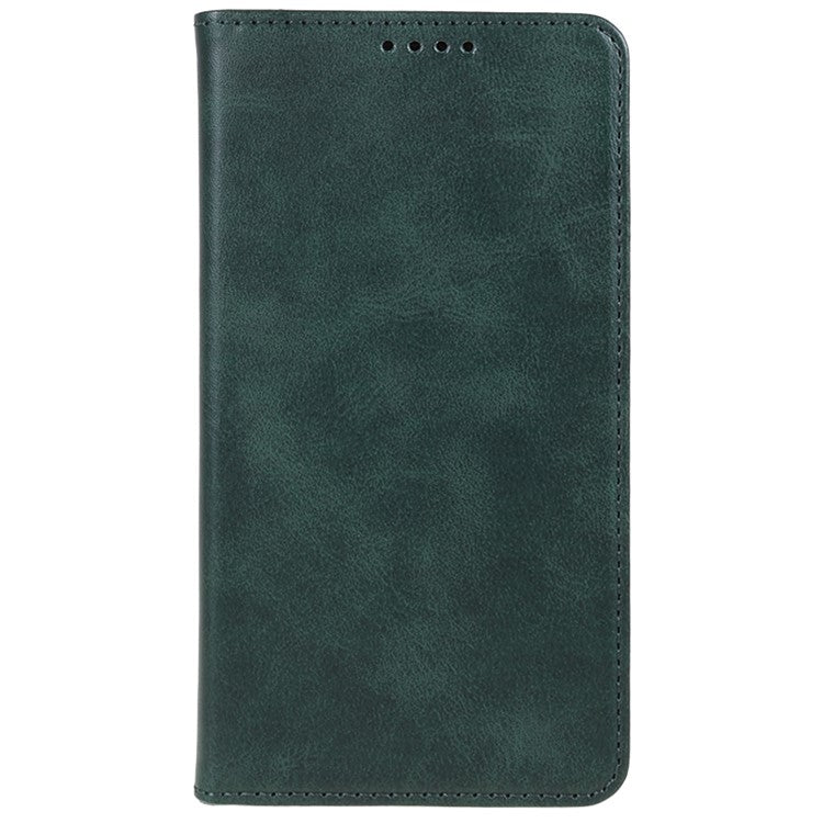 For vivo Y03 Phone Case Calf Texture Leather Wallet Magnetic Closing Cell Phone Cover - Green