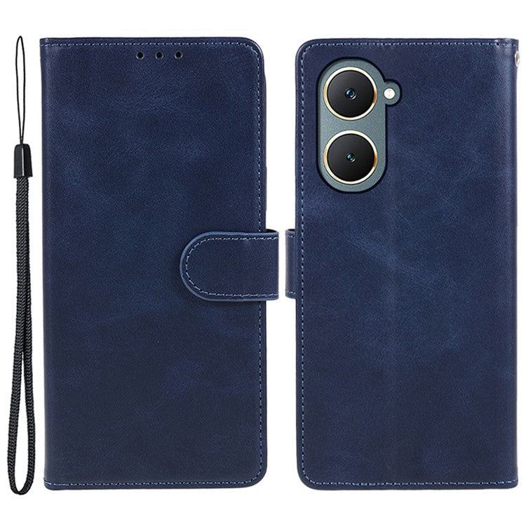 For vivo Y03 Wallet Case Calf Texture Folio Flip Leather Phone Cover - Blue