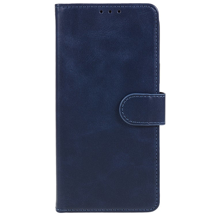 For vivo Y03 Wallet Case Calf Texture Folio Flip Leather Phone Cover - Blue