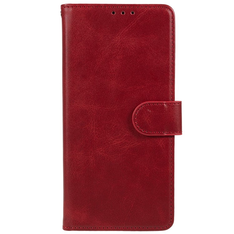 For vivo Y03 Wallet Case Calf Texture Folio Flip Leather Phone Cover - Red