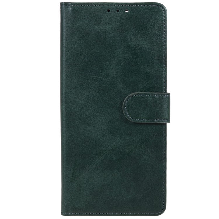 For vivo Y03 Wallet Case Calf Texture Folio Flip Leather Phone Cover - Midnight Green