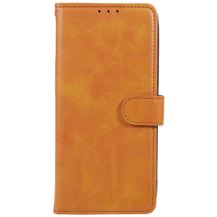 For vivo Y03 Wallet Case Calf Texture Folio Flip Leather Phone Cover - Khaki