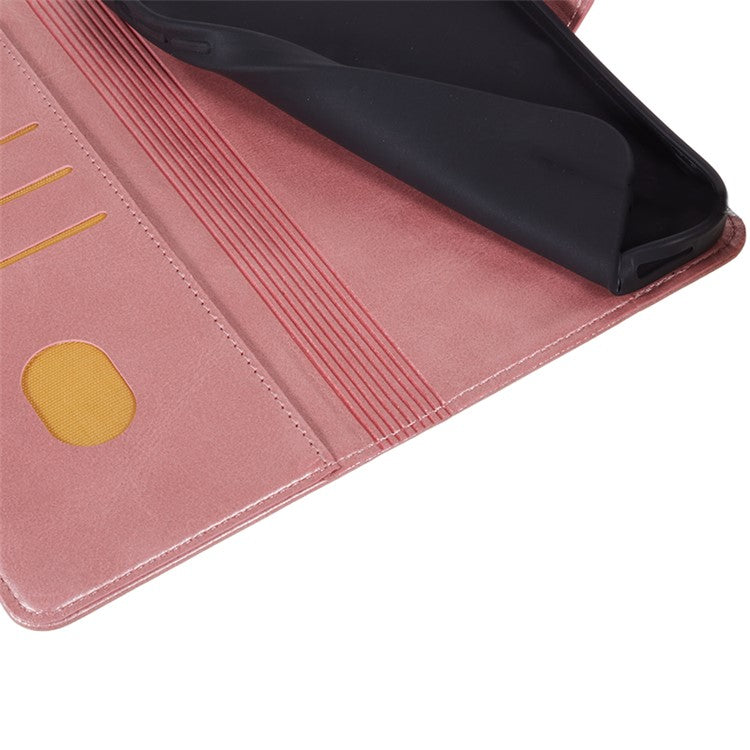 For vivo Y03 Wallet Case Calf Texture Folio Flip Leather Phone Cover - Rose Gold