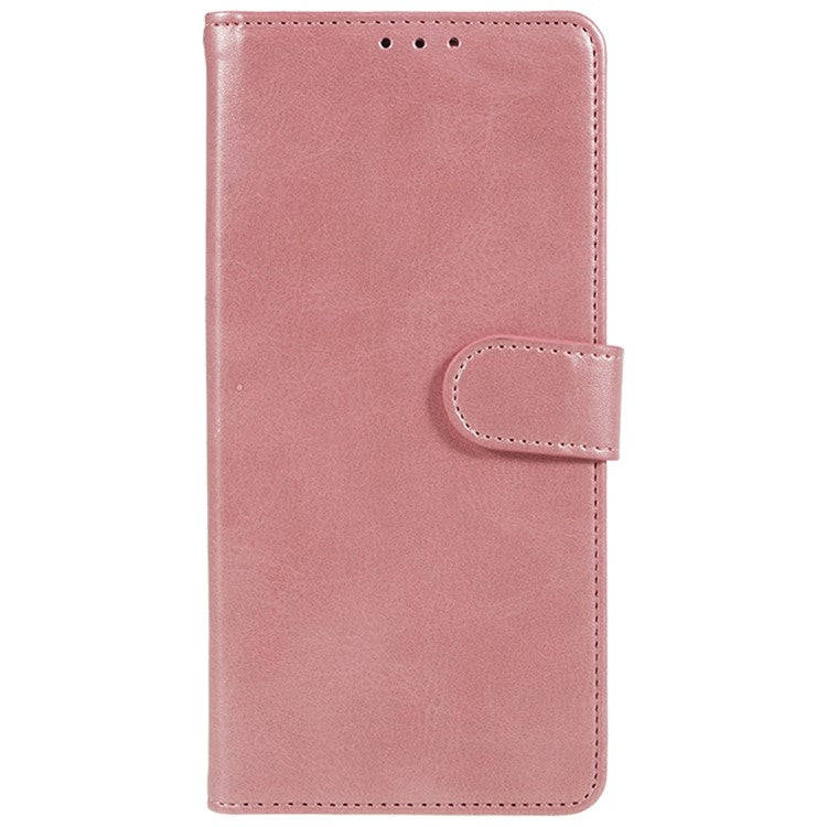 For vivo Y03 Wallet Case Calf Texture Folio Flip Leather Phone Cover - Rose Gold