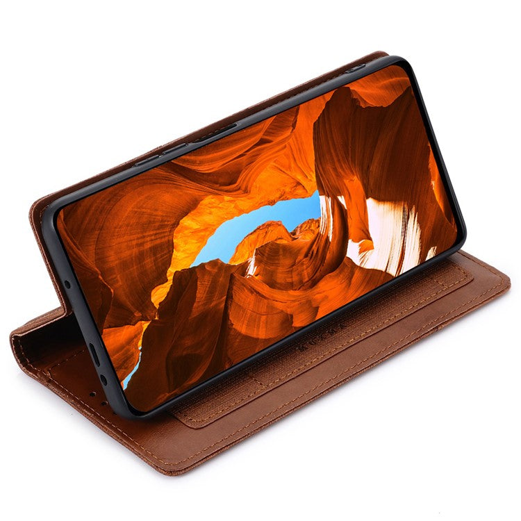 MUXMA MX109 For Google Pixel 8a RFID Blocking Folio Flip Phone Case Stand Cover - Brown