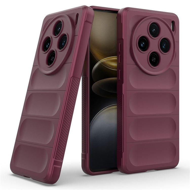 For vivo X100s 5G Case Drop Protection Flexible TPU Phone Back Cover - Wine Red