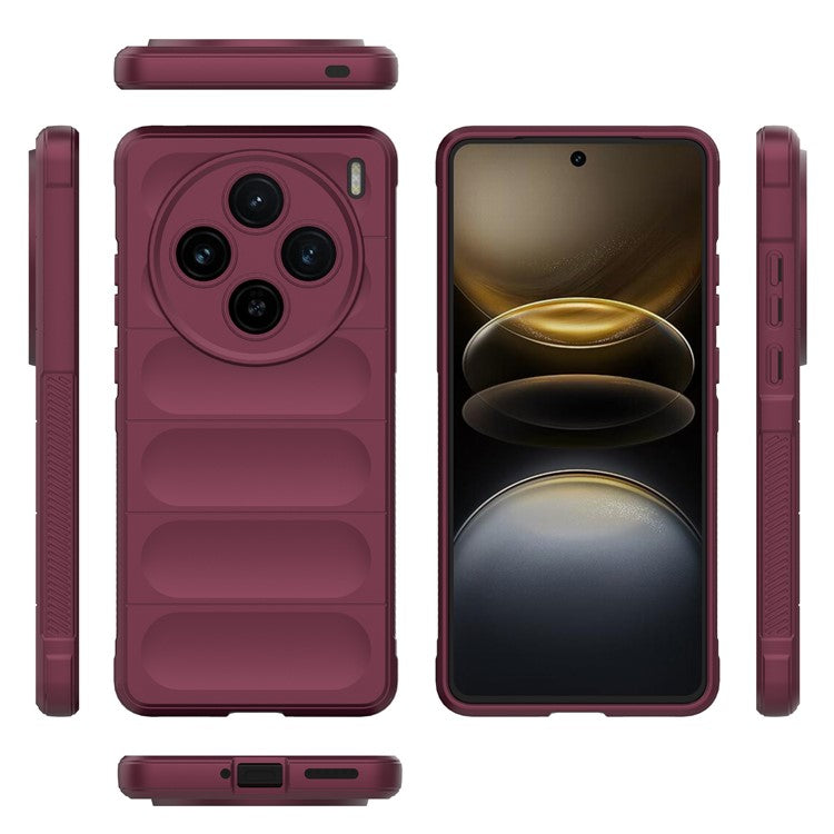 For vivo X100s 5G Case Drop Protection Flexible TPU Phone Back Cover - Wine Red