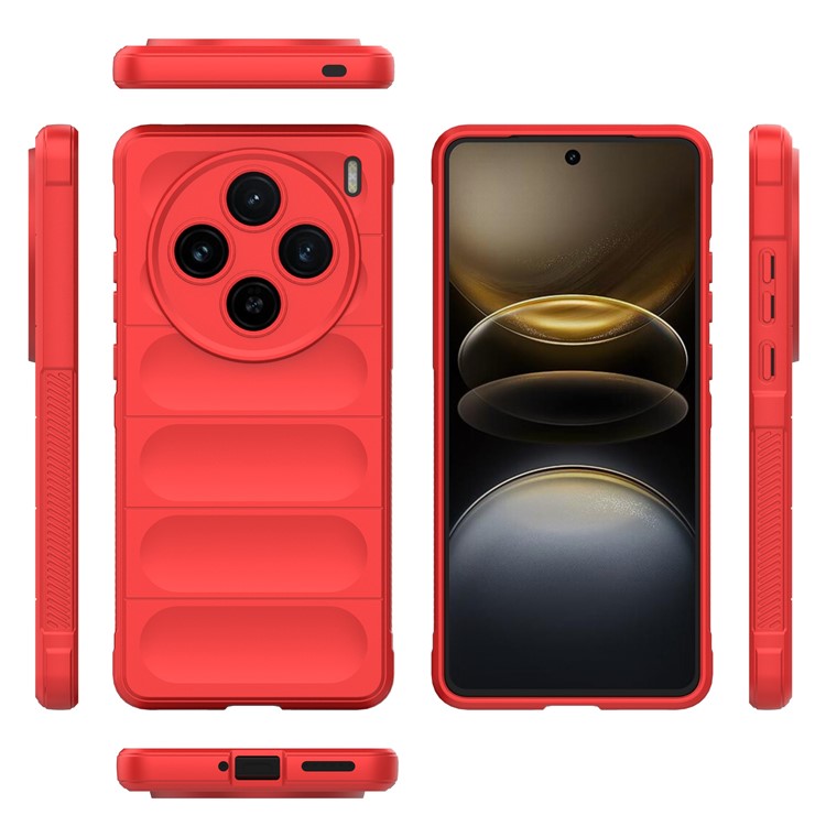 For vivo X100s 5G Case Drop Protection Flexible TPU Phone Back Cover - Red