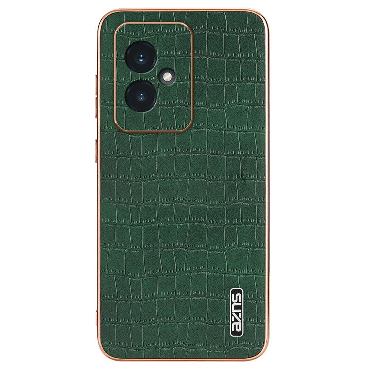 AZNS For Honor 100 5G Case Crocodile Texture Leather+TPU Cover Electroplating Frame - Green