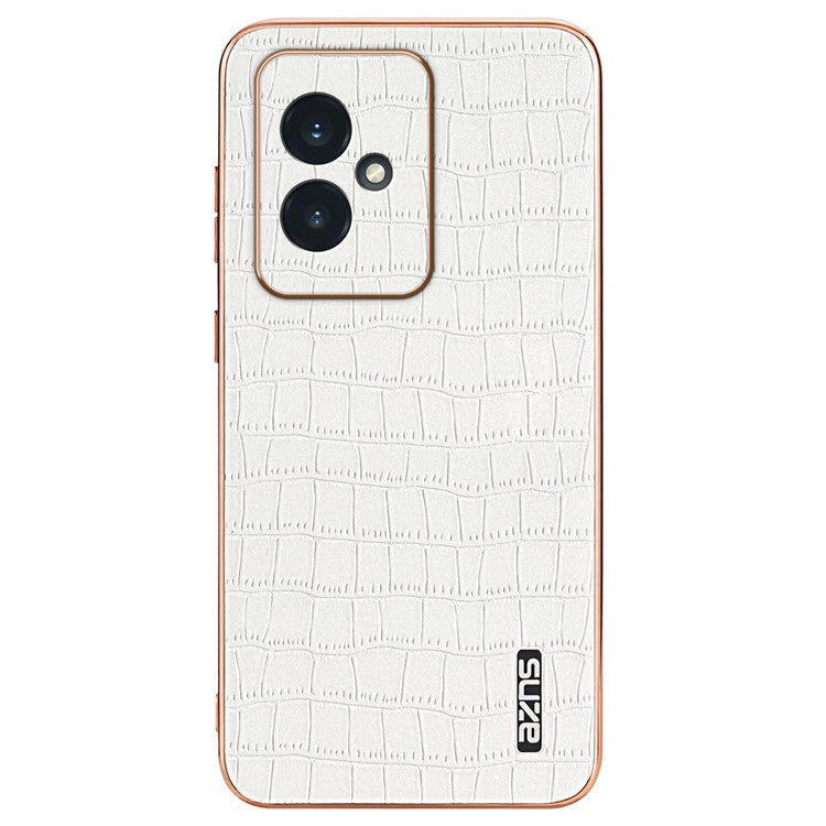 AZNS For Honor 100 5G Case Crocodile Texture Leather+TPU Cover Electroplating Frame - White