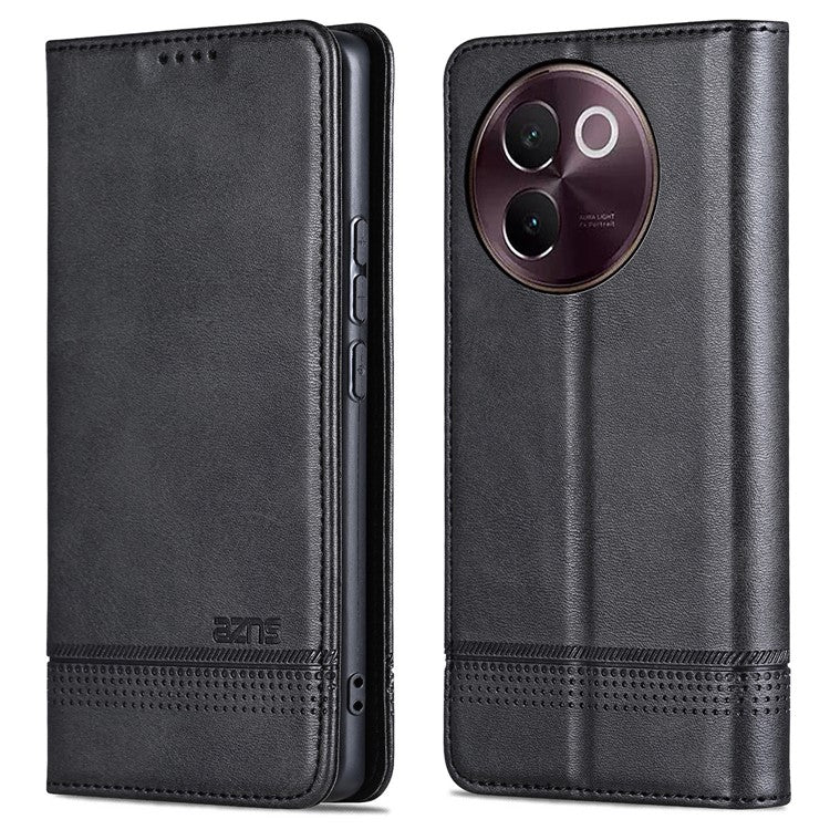 AZNS For vivo V30e 5G Case Leather Phone Cover Hidden Magnetic Adsorption - Black