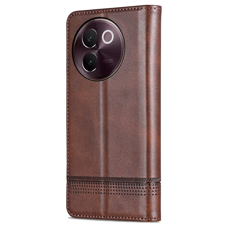 AZNS For vivo V30e 5G Case Leather Phone Cover Hidden Magnetic Adsorption - Coffee