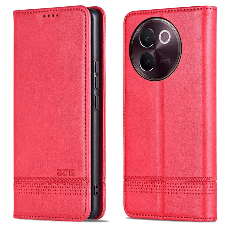 AZNS For vivo V30e 5G Case Leather Phone Cover Hidden Magnetic Adsorption - Red