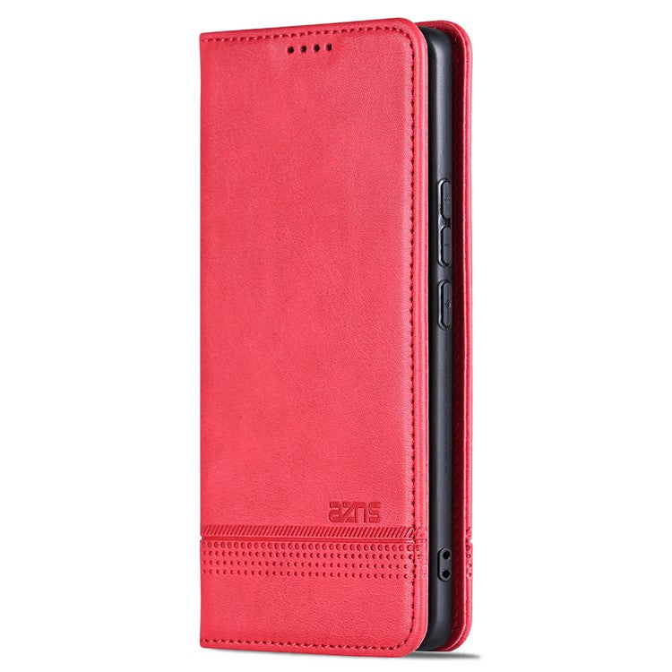 AZNS For vivo V30e 5G Case Leather Phone Cover Hidden Magnetic Adsorption - Red