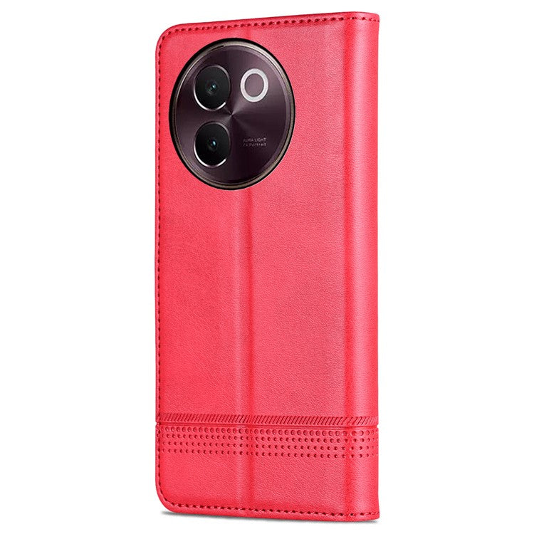 AZNS For vivo V30e 5G Case Leather Phone Cover Hidden Magnetic Adsorption - Red