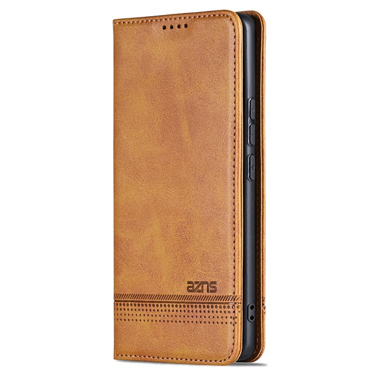 AZNS For vivo V30e 5G Case Leather Phone Cover Hidden Magnetic Adsorption - Brown