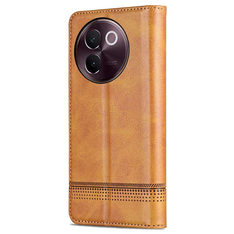 AZNS For vivo V30e 5G Case Leather Phone Cover Hidden Magnetic Adsorption - Brown