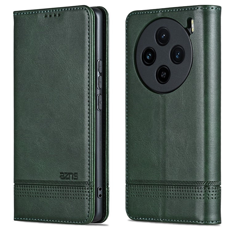 AZNS For vivo X100s 5G Case Magnetic Auto Closing PU Leather Phone Wallet Cover - Green