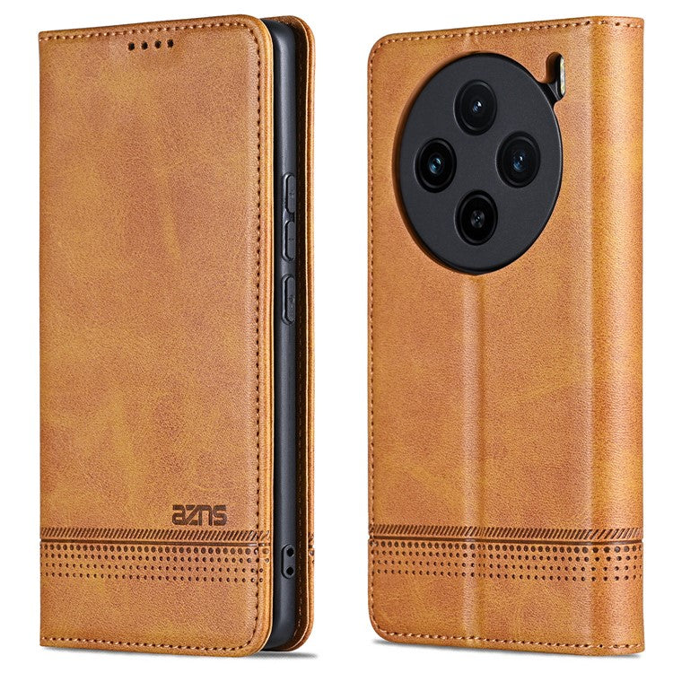 AZNS For vivo X100s 5G Case Magnetic Auto Closing PU Leather Phone Wallet Cover - Brown