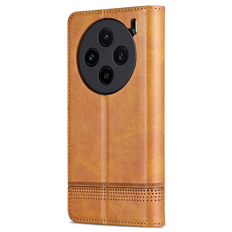 AZNS For vivo X100s 5G Case Magnetic Auto Closing PU Leather Phone Wallet Cover - Brown