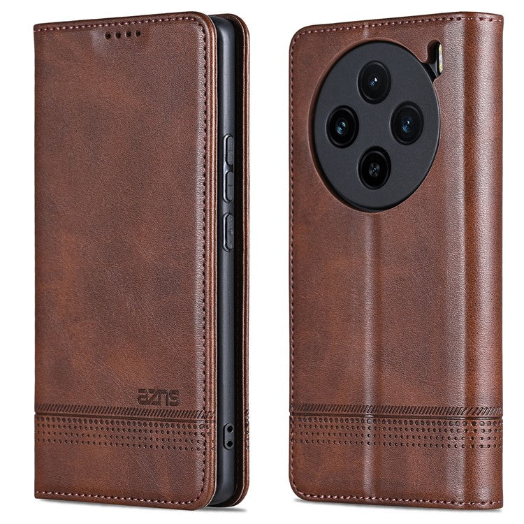 AZNS For vivo X100s 5G Case Magnetic Auto Closing PU Leather Phone Wallet Cover - Coffee