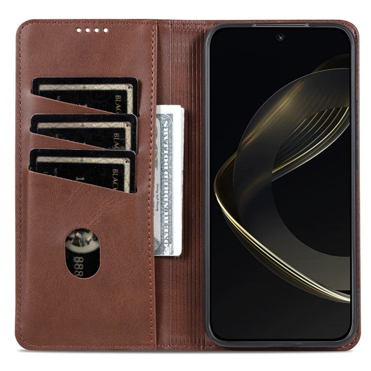 AZNS For vivo X100s 5G Case Magnetic Auto Closing PU Leather Phone Wallet Cover - Coffee