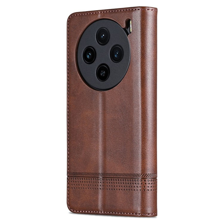 AZNS For vivo X100s 5G Case Magnetic Auto Closing PU Leather Phone Wallet Cover - Coffee