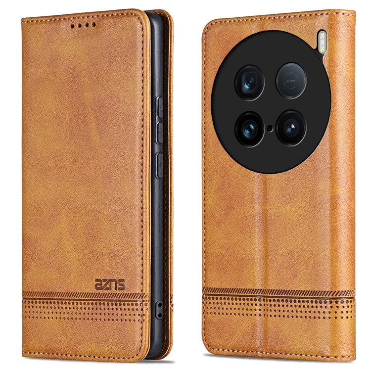 AZNS For vivo X100 Ultra 5G Case Magnetic Adsorption Leather Phone Cover Flip Wallet - Brown