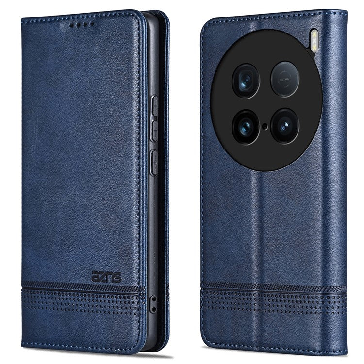 AZNS For vivo X100 Ultra 5G Case Magnetic Adsorption Leather Phone Cover Flip Wallet - Blue