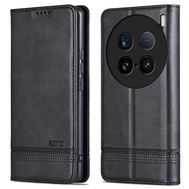 AZNS For vivo X100 Ultra 5G Case Magnetic Adsorption Leather Phone Cover Flip Wallet - Black