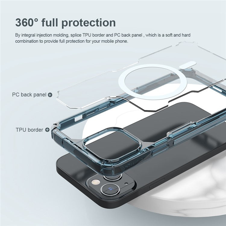 NILLKIN-Nature-Pro-Series-for-iPhone-14-/-iPhone-13-Anti-scratch-Phone-Case-Clear-Back-Cover-with-Magnetic-Wireless-Charging---Transparent