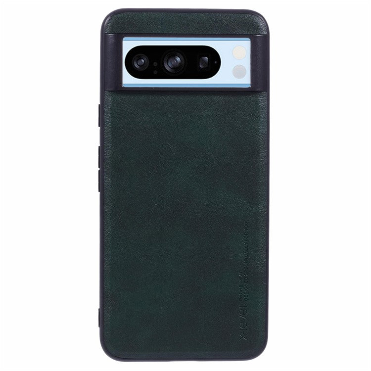 X-LEVEL Bojue-3 Series For Google Pixel 8 Pro Case PU Leather Coated PC+TPU Cell Phone Cover - Midnight Green