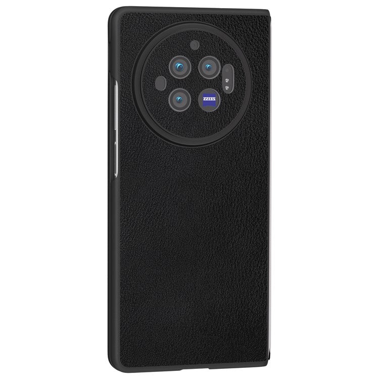 For vivo X Fold3 Case PU Leather Coated Hard PC Folding Phone Cover - Black