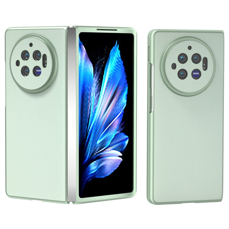 For vivo X Fold3 Case PU Leather Coated Hard PC Folding Phone Cover - Light Green